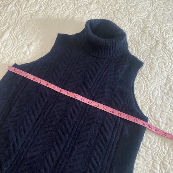 Filoro 100% Cashmere Tunic turtleneck Sweater Women’s Size Large Blue sleeveless - Picture 5 of 7